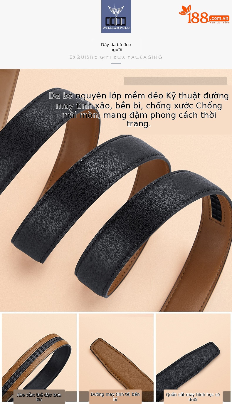 Thắt lưng nữ da bò thật khóa tự động Emperor Paul phong cách thành thị — 120cm, 100cm, 110cm, 115cm chi tiết 7