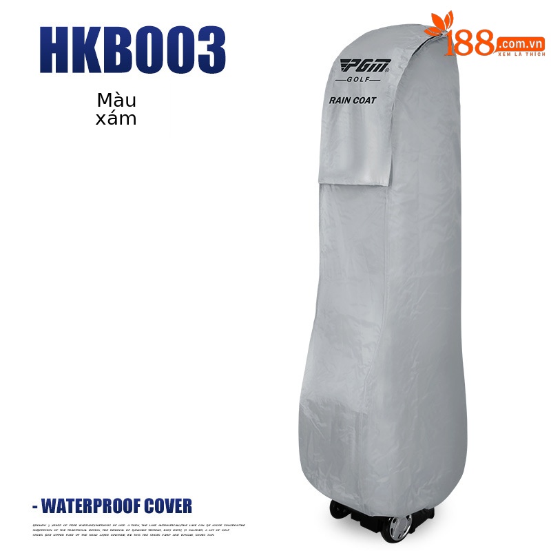Bao chống mưa túi golf PGM chống bụi chống nắng kích thước 128x48x20 cm — Màu xám, Màu đen