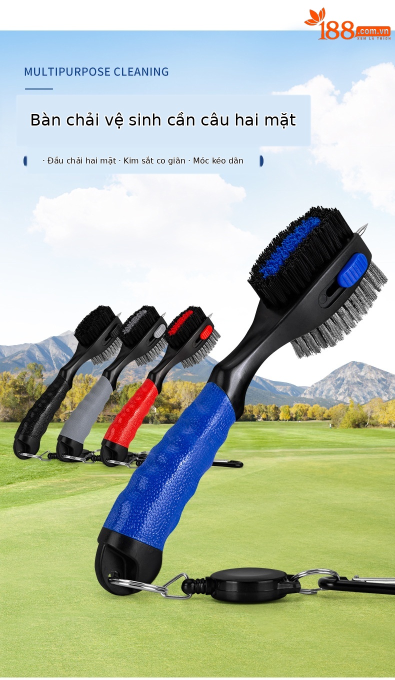 Bàn chải vệ sinh đầu gậy golf PGM hai mặt dây thép không gỉ — Màu sắc giao hàng ngẫu nhiên chi tiết 2