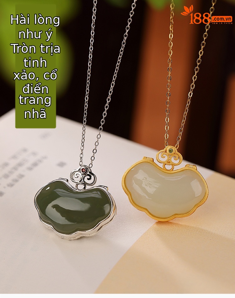Mặt dây chuyền bạc S925 mạ vàng hình hươu bạc đính ngọc bích sapphire phong cách cổ điển — Kiểu Sapphire (không có dây chuyền) chi tiết 1