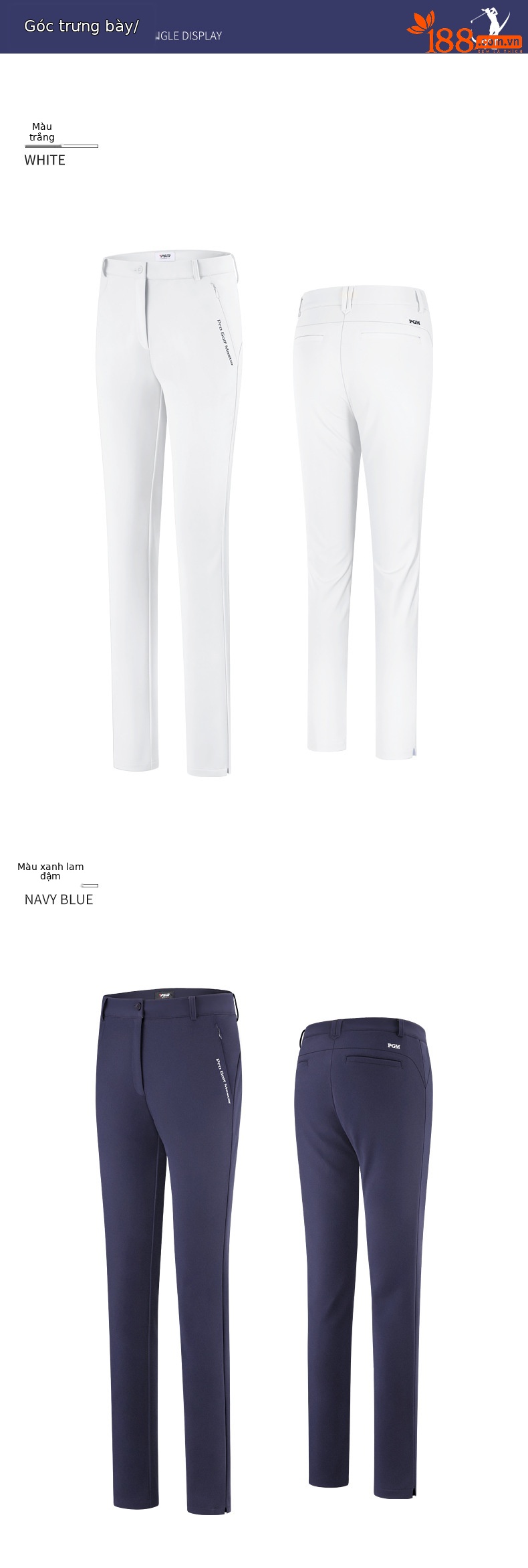 Quần golf nữ PGM dài, co giãn cao, chống thấm nước, dáng ôm thể thao — KUZ127-Xanh Navy [Dày dặn cho mùa Thu Đông] chi tiết 13