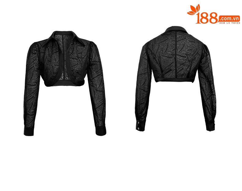 Áo khoác cardigan ngắn chống nắng mỏng nhẹ mặc trong nhà điều hòa — Màu đen chi tiết 5