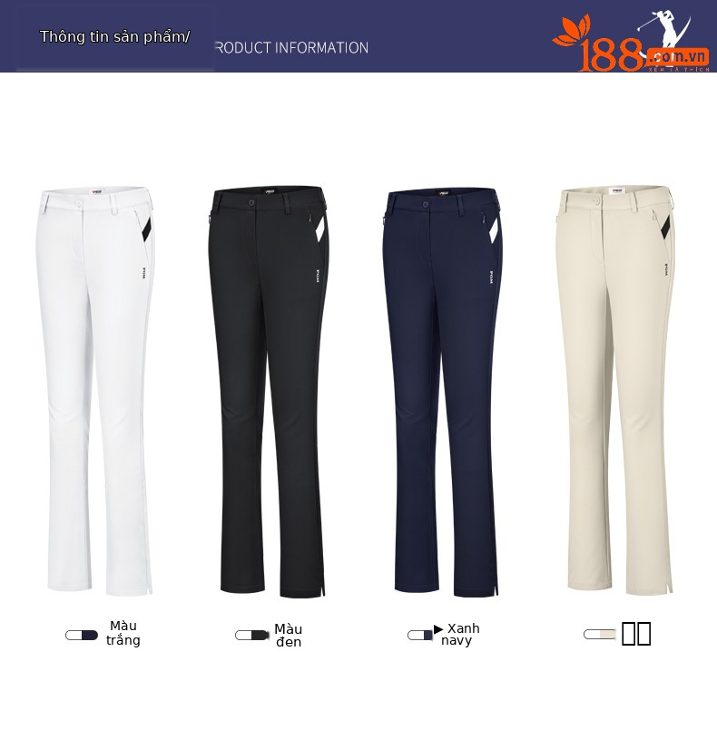 Quần golf dài nữ PGM chống nước, co giãn 4 chiều, ống đứng tôn dáng — KUZ128-Kaki chi tiết 4