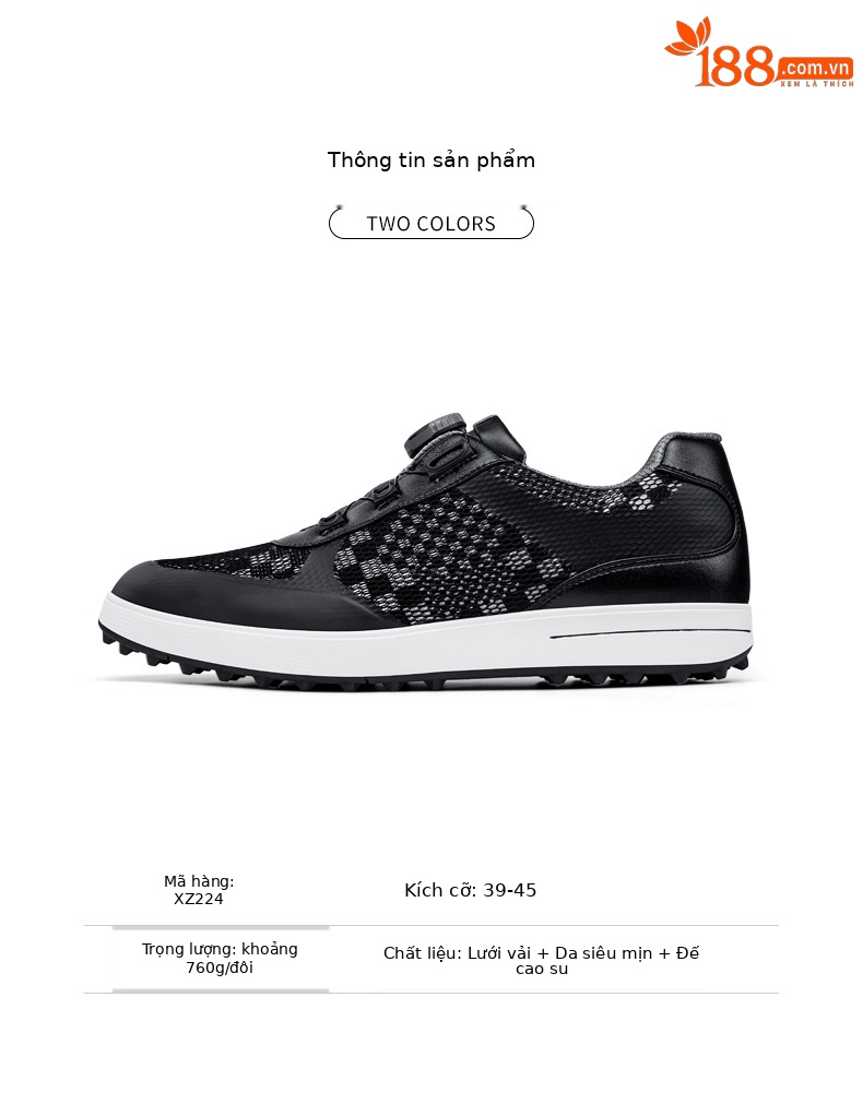 Giày golf nam PGM lưới thoáng khí dây xoay đinh cao su chống trượt — XZ224-Đen chi tiết 8