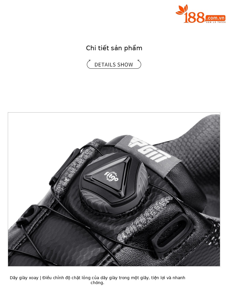 Giày golf nam PGM lưới thoáng khí dây xoay đinh cao su chống trượt — XZ224-Đen chi tiết 12