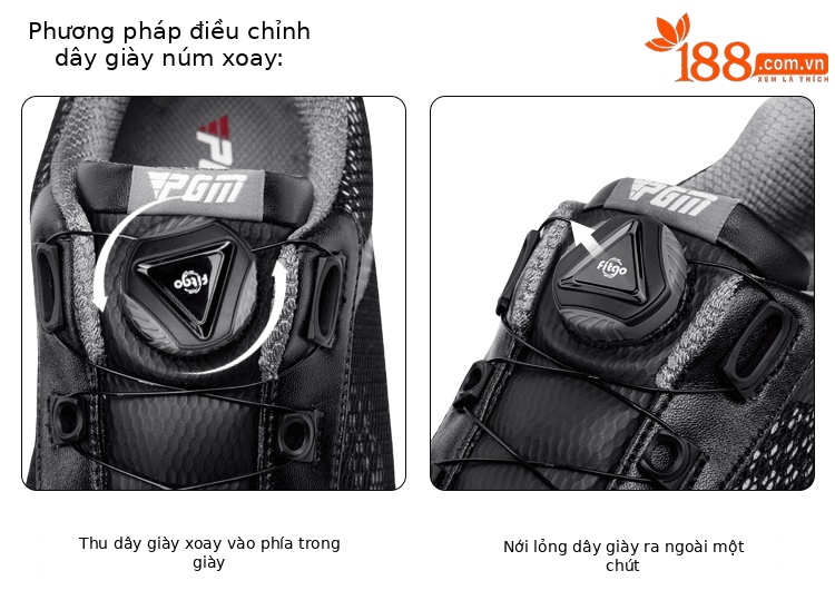 Giày golf nam PGM lưới thoáng khí dây xoay đinh cao su chống trượt — XZ224-Đen chi tiết 15