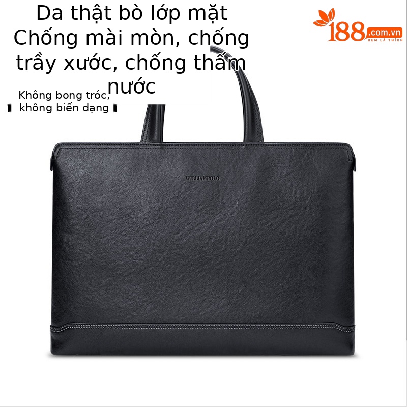 Túi xách nam công sở da bò thật Emperor Paul – cặp da đeo chéo cầm tay nhiều ngăn