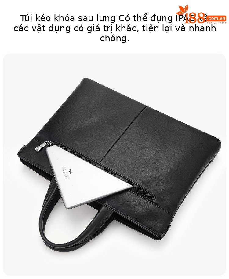 Túi xách nam công sở da bò thật Emperor Paul – cặp da đeo chéo cầm tay nhiều ngăn chi tiết 6