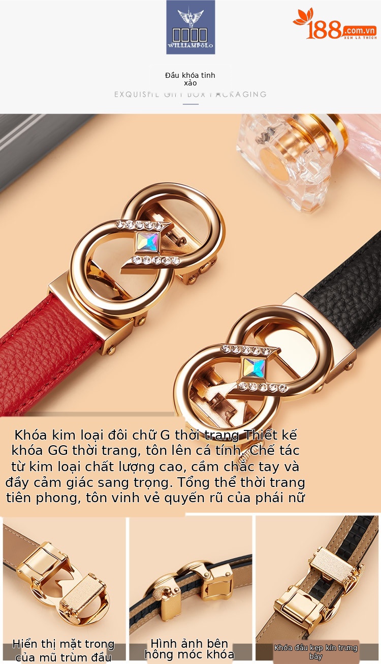 Thắt lưng nữ khóa tự động Emperor Paul phong cách mới, dây da thời trang đa năng — 120cm, 100cm, 110cm, 115cm chi tiết 5