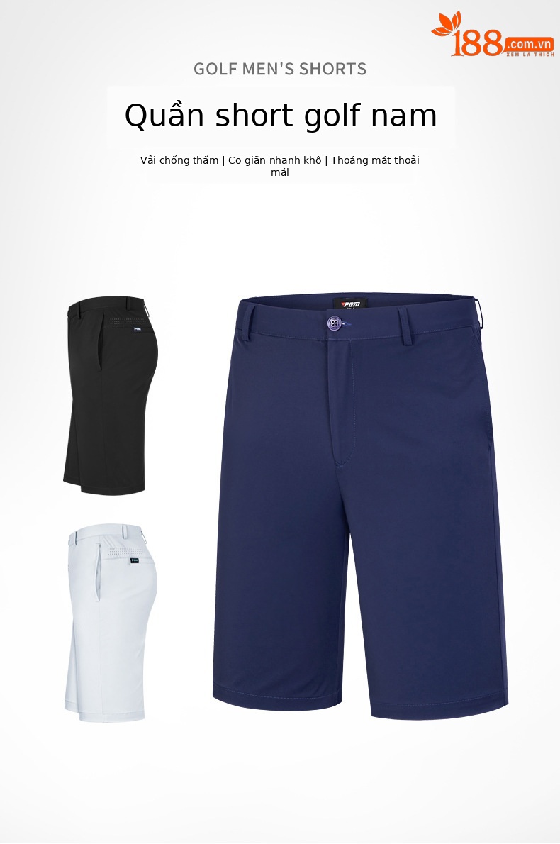 Quần short golf nam PGM thể thao co giãn nhanh khô — KUZ130-màu xanh hải quân, KUZ130-Kaki, KUZ130-Màu đen, KUZ130-màu xám nhạt chi tiết 2