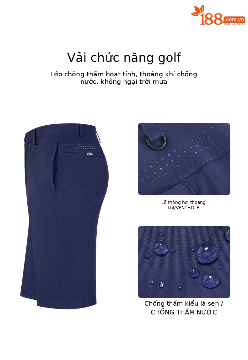 Quần short golf nam PGM thể thao co giãn nhanh khô — KUZ130-màu xanh hải quân, KUZ130-Kaki, KUZ130-Màu đen, KUZ130-màu xám nhạt chi tiết 3