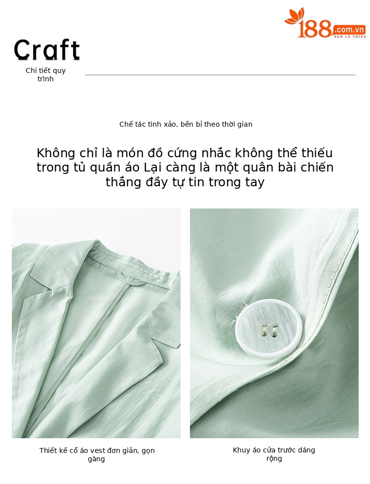 Áo blazer nữ tay ngắn cổ ve rộng, dáng suông, chất Tencel mỏng nhẹ mùa xuân hè — Màu tím chi tiết 6