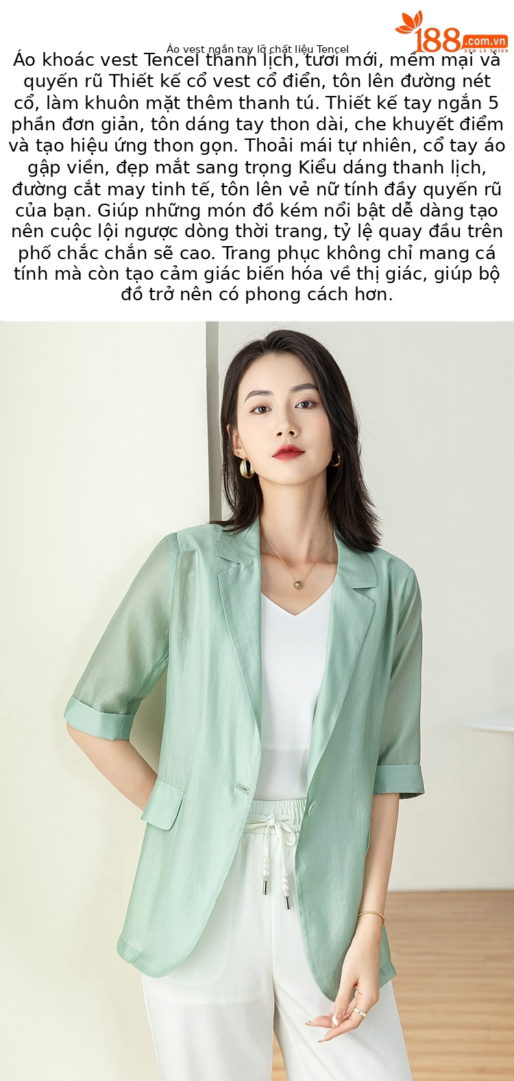 Áo blazer nữ tay ngắn cổ ve rộng, dáng suông, chất Tencel mỏng nhẹ mùa xuân hè — Màu tím chi tiết 1