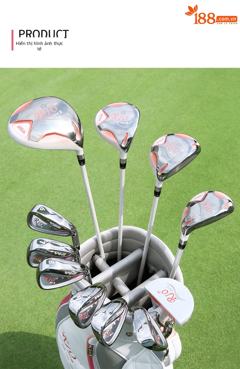Bộ gậy golf PGM RIO Sakura 11 món cho nữ, thân carbon siêu nhẹ, đầu gậy titan — LTG038-11 trục Carbon (lớp L), LTG038-Trục Thép 11, LTG038-Trục Carbon 4 nhánh (lớp L), LTG038-Trục thép 4 chi tiết 8
