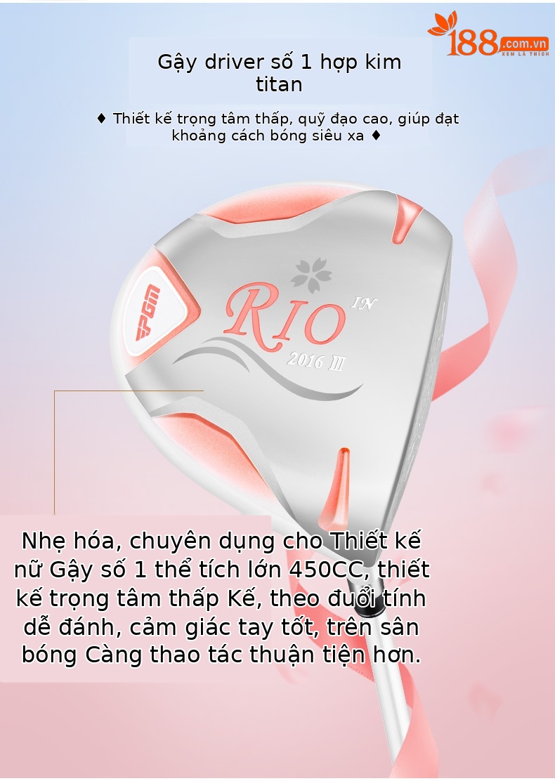 Bộ gậy golf PGM RIO Sakura 11 món cho nữ, thân carbon siêu nhẹ, đầu gậy titan — LTG038-11 trục Carbon (lớp L), LTG038-Trục Thép 11, LTG038-Trục Carbon 4 nhánh (lớp L), LTG038-Trục thép 4 chi tiết 3