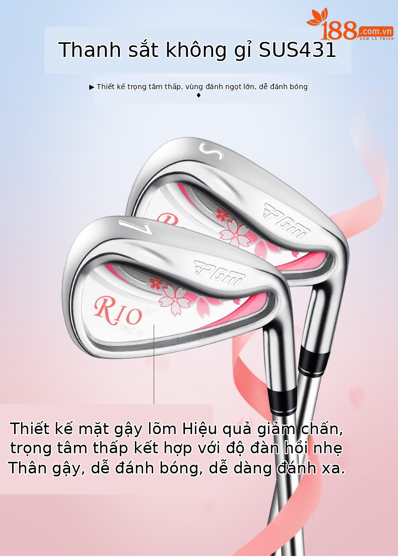 Bộ gậy golf PGM RIO Sakura 11 món cho nữ, thân carbon siêu nhẹ, đầu gậy titan — LTG038-11 trục Carbon (lớp L), LTG038-Trục Thép 11, LTG038-Trục Carbon 4 nhánh (lớp L), LTG038-Trục thép 4 chi tiết 5
