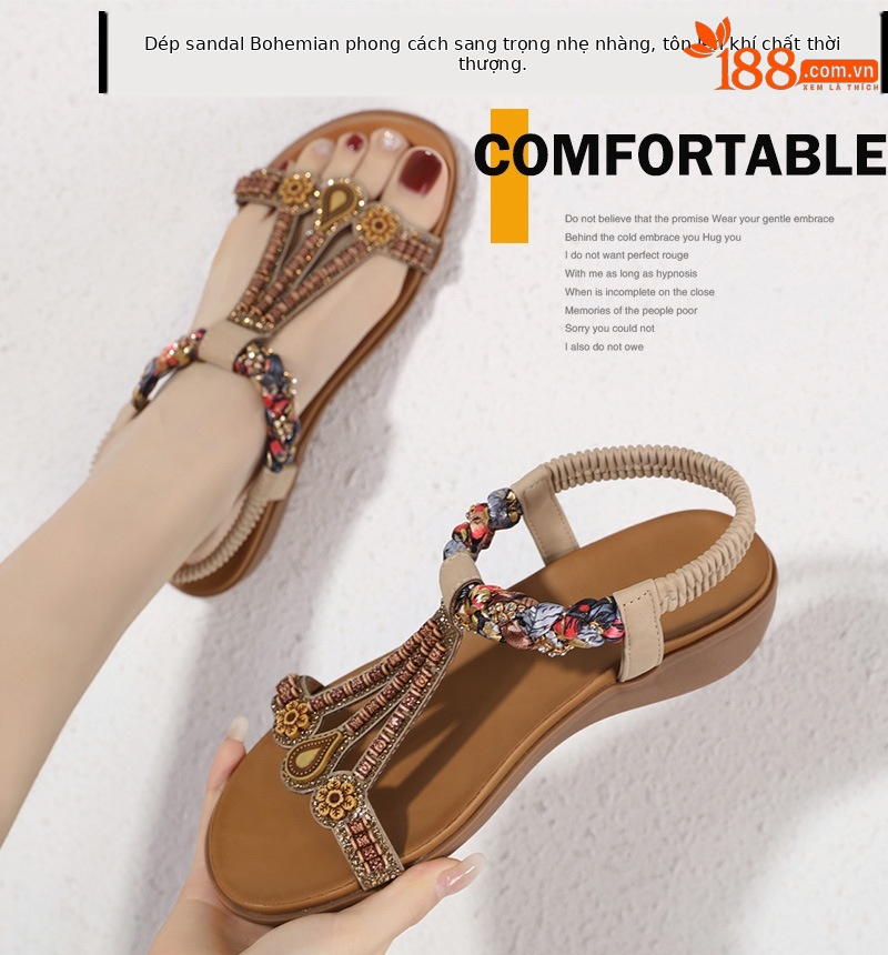 Dép sandal nữ quai co giãn đế nhẹ thoải mái mùa hè — Màu đen, Thoải mái/chống trượt/sau khi bán lẻ, Màu vàng, Màu mơ chi tiết 3