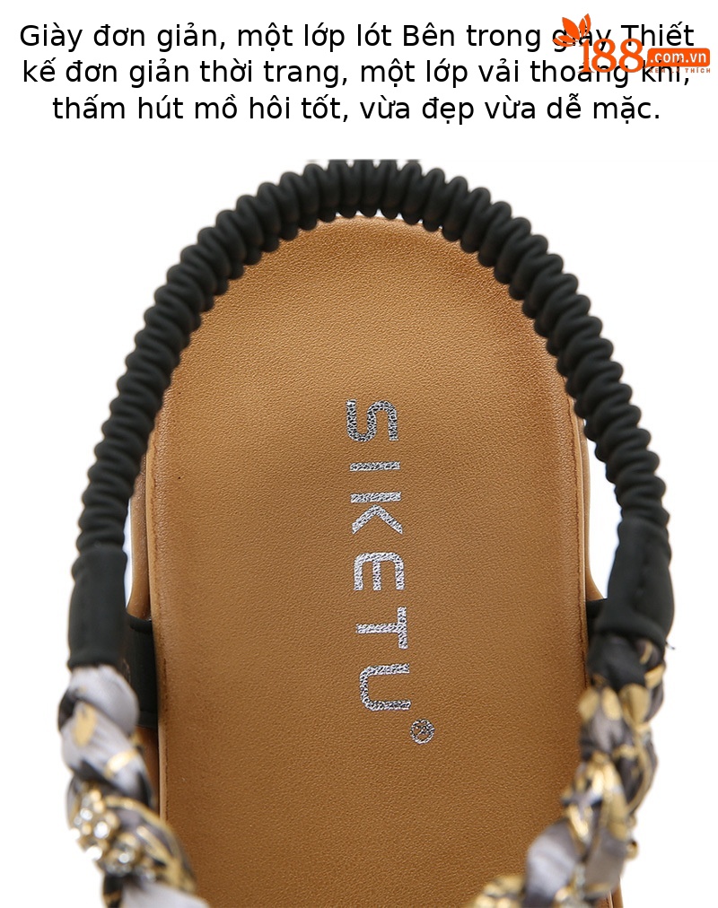 Dép sandal nữ quai co giãn đế nhẹ thoải mái mùa hè — Màu đen, Thoải mái/chống trượt/sau khi bán lẻ, Màu vàng, Màu mơ chi tiết 12