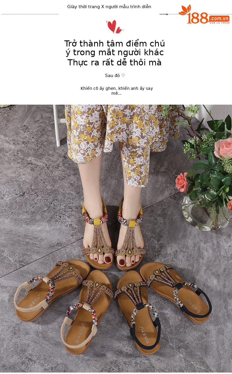 Dép sandal nữ quai co giãn đế nhẹ thoải mái mùa hè — Màu đen, Thoải mái/chống trượt/sau khi bán lẻ, Màu vàng, Màu mơ chi tiết 15