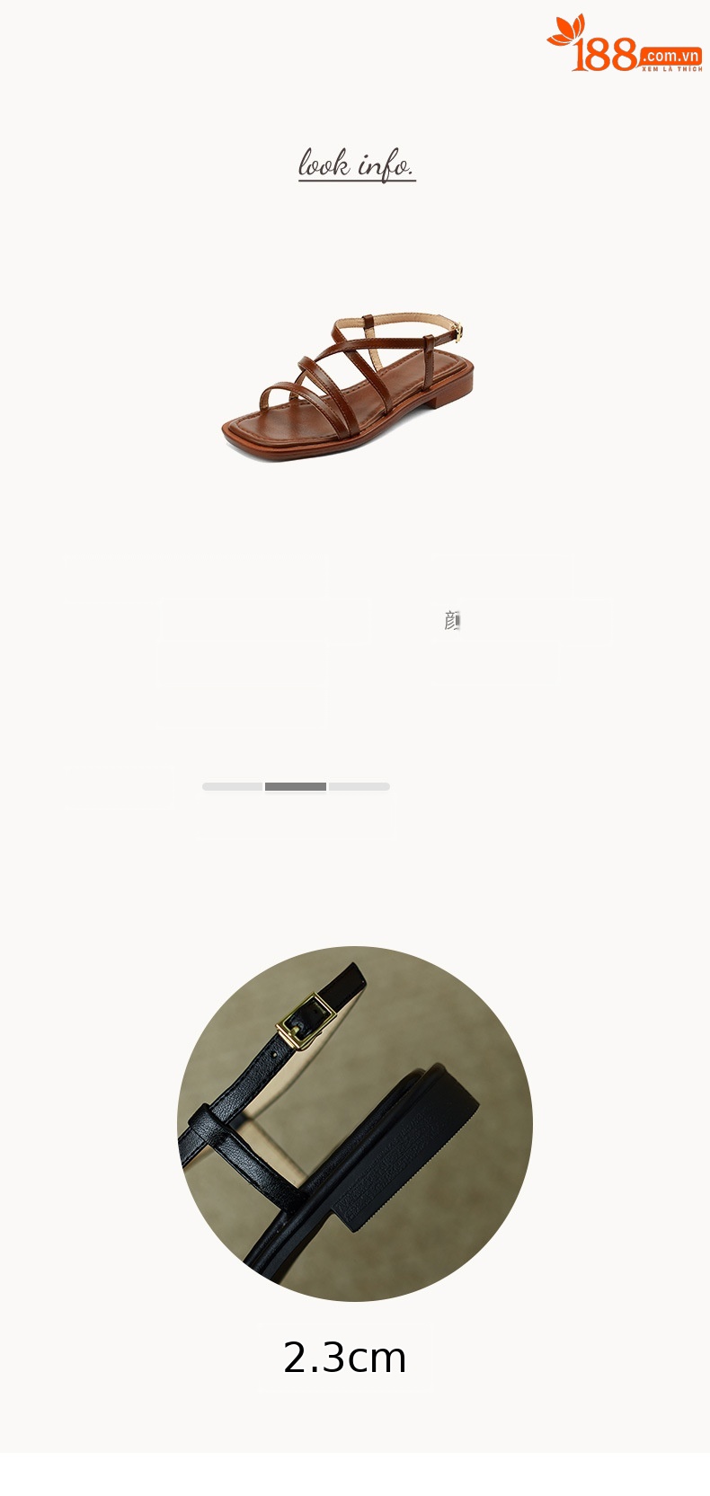 Sandal La Mã dệt cổ điển nữ quai ngang đế bệt — Màu nâu chi tiết 2