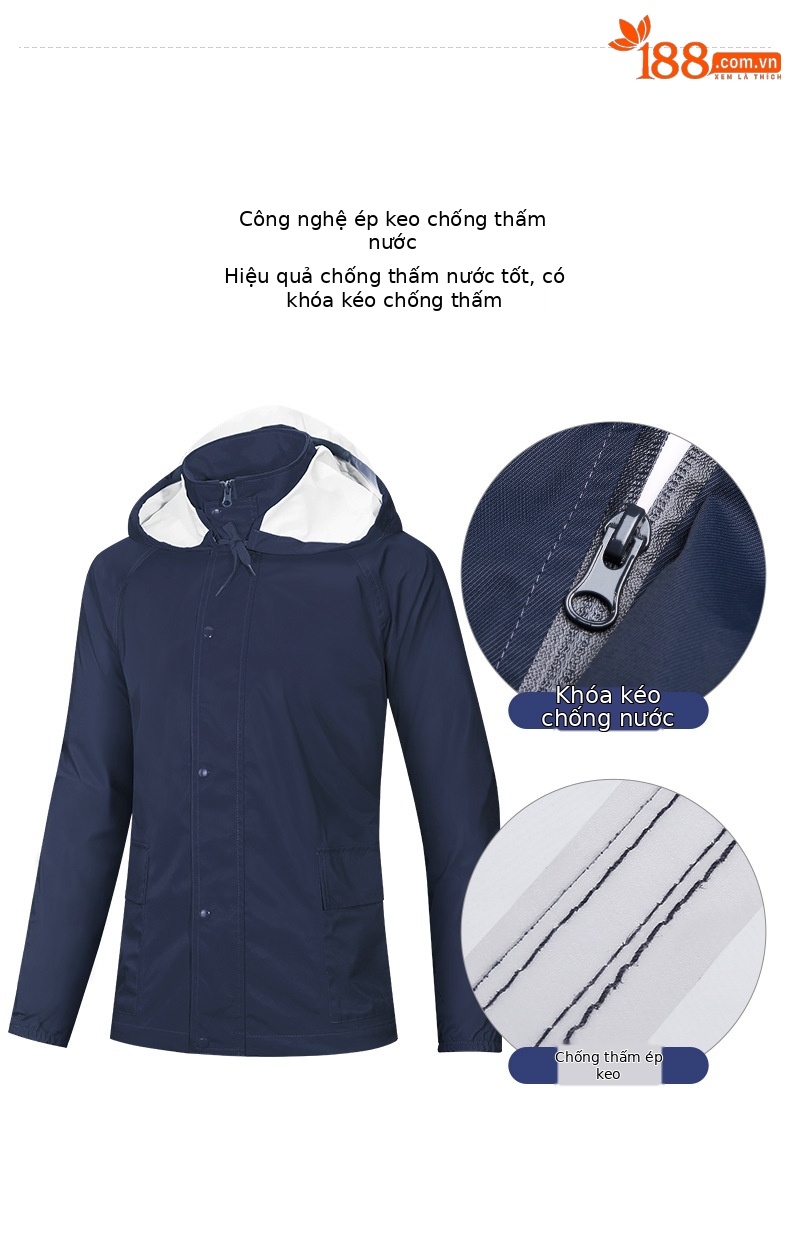 Bộ áo mưa golf PGM chống bão nam, áo khoác + quần chống nước ngoài trời — Nữ YF481-màu xanh nước biển (áo khoác + quần), YF482 nam-Màu Đỏ Cam (áo khoác + quần), Nữ YF481-Màu đỏ cam (áo khoác + quần), YF482 nam-màu xanh nước biển (Áo khoác + quần) chi tiết 4