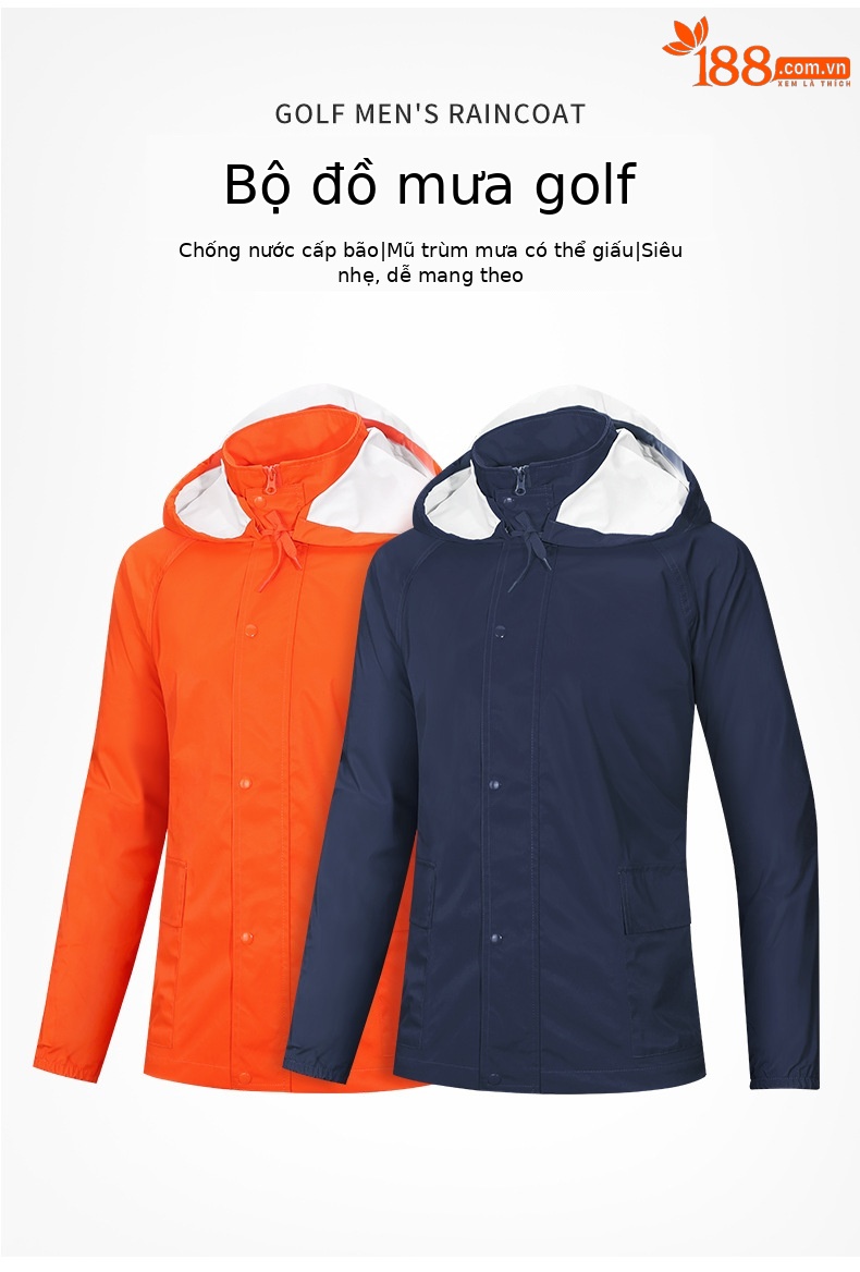 Bộ áo mưa golf PGM chống bão nam, áo khoác + quần chống nước ngoài trời — Nữ YF481-màu xanh nước biển (áo khoác + quần), YF482 nam-Màu Đỏ Cam (áo khoác + quần), Nữ YF481-Màu đỏ cam (áo khoác + quần), YF482 nam-màu xanh nước biển (Áo khoác + quần) chi tiết 17