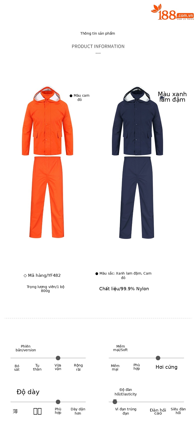 Bộ áo mưa golf PGM chống bão nam, áo khoác + quần chống nước ngoài trời — Nữ YF481-màu xanh nước biển (áo khoác + quần), YF482 nam-Màu Đỏ Cam (áo khoác + quần), Nữ YF481-Màu đỏ cam (áo khoác + quần), YF482 nam-màu xanh nước biển (Áo khoác + quần) chi tiết 6