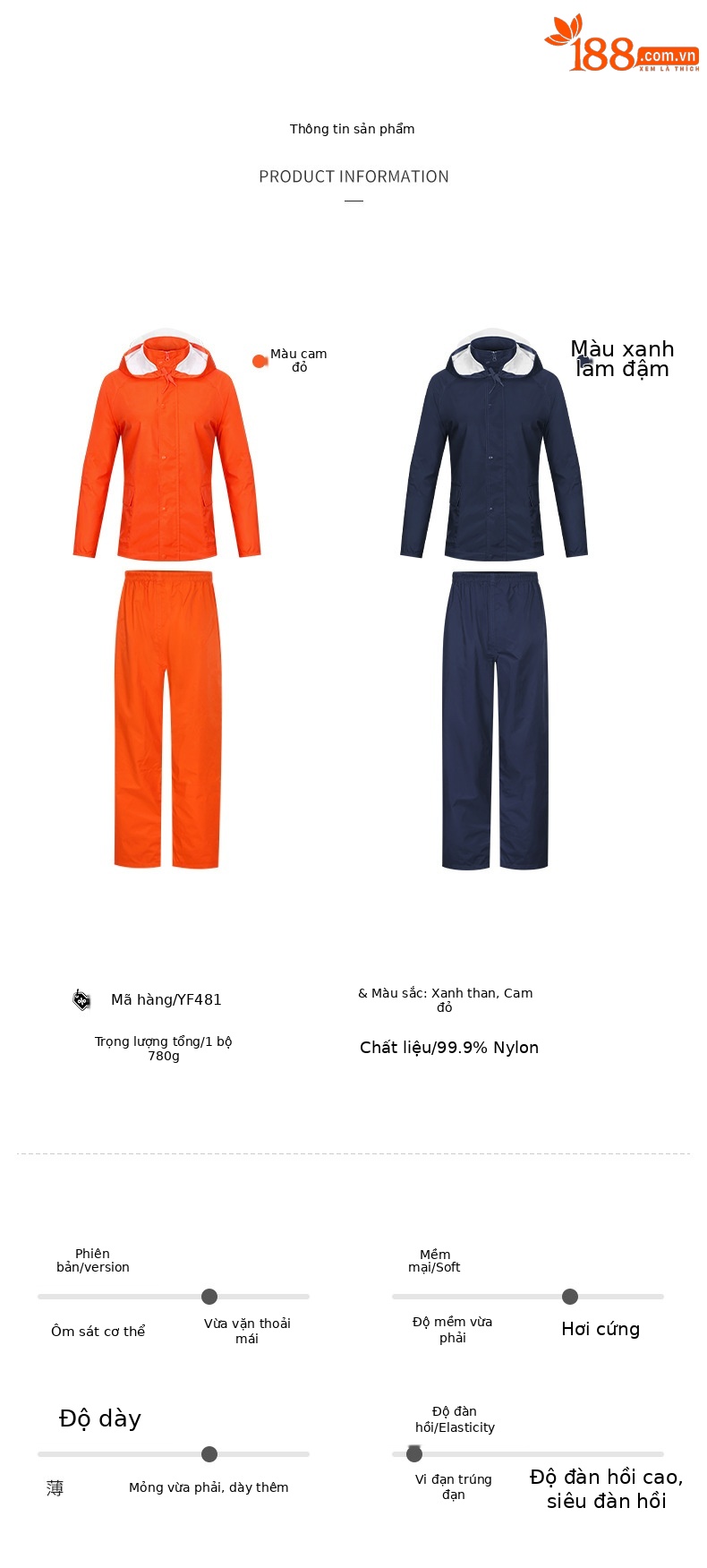 Bộ áo mưa golf PGM chống bão nam, áo khoác + quần chống nước ngoài trời — Nữ YF481-màu xanh nước biển (áo khoác + quần), YF482 nam-Màu Đỏ Cam (áo khoác + quần), Nữ YF481-Màu đỏ cam (áo khoác + quần), YF482 nam-màu xanh nước biển (Áo khoác + quần) chi tiết 21