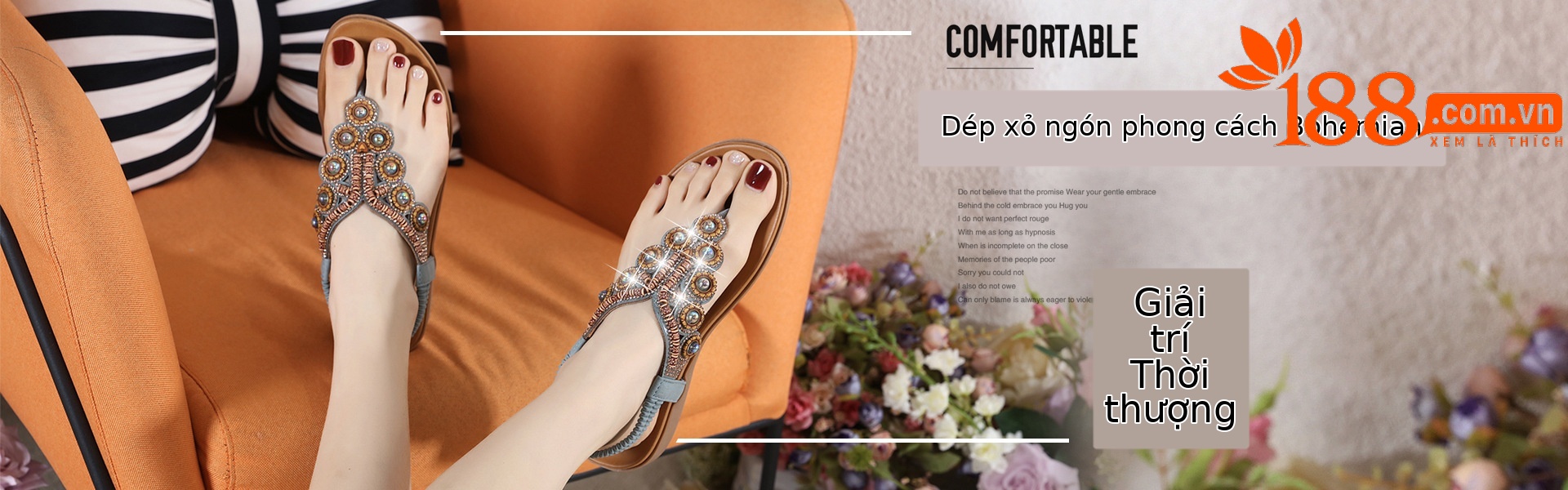 Dép xỏ ngón nữ phong cách Boho 2026 đính đá pha lê quai gót đàn hồi — Màu đen, Thoải mái/chống trượt/sau khi bán lẻ, Màu xám, Màu mơ chi tiết 1