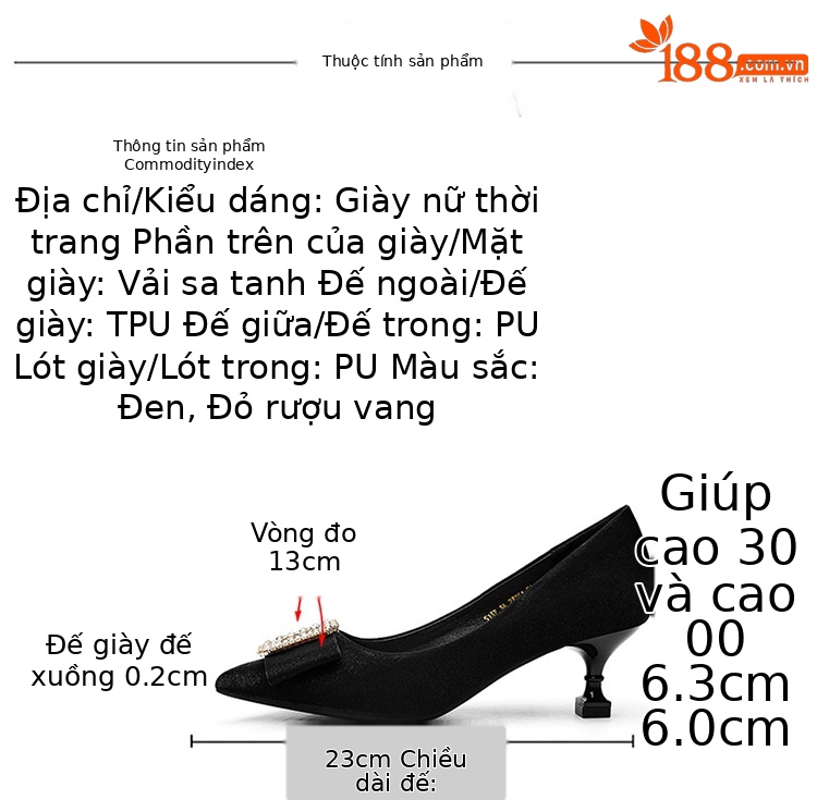 Giày cao gót nữ mũi nhọn cổ điển – giày mẹ chồng dự tiệc cưới mùa hè 2022 — 5137 đỏ rượu, 9866 màu đen, 9866 đỏ rượu, 5137 màu đen chi tiết 2
