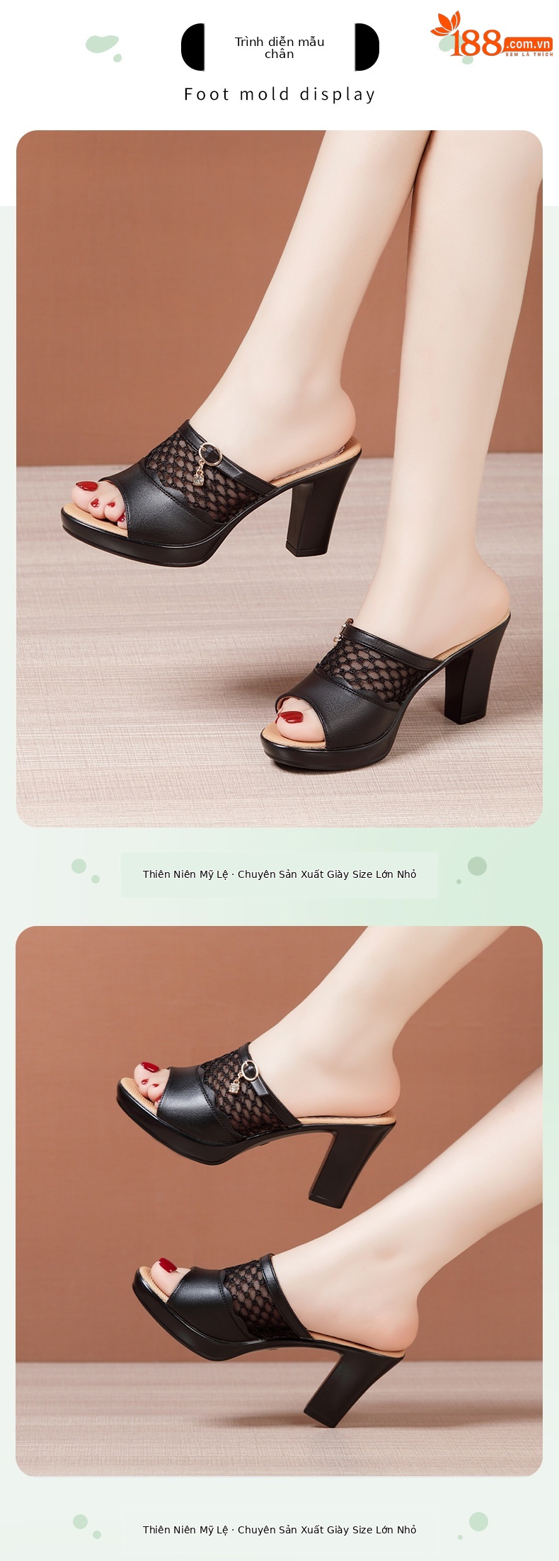 Dép sandal nữ quai chữ V đế xuồng gót trung bình lưới rỗng mềm mại — Đen 10CM, Trắng 10CM, Màu trắng 8CM, Đen 8CM chi tiết 5
