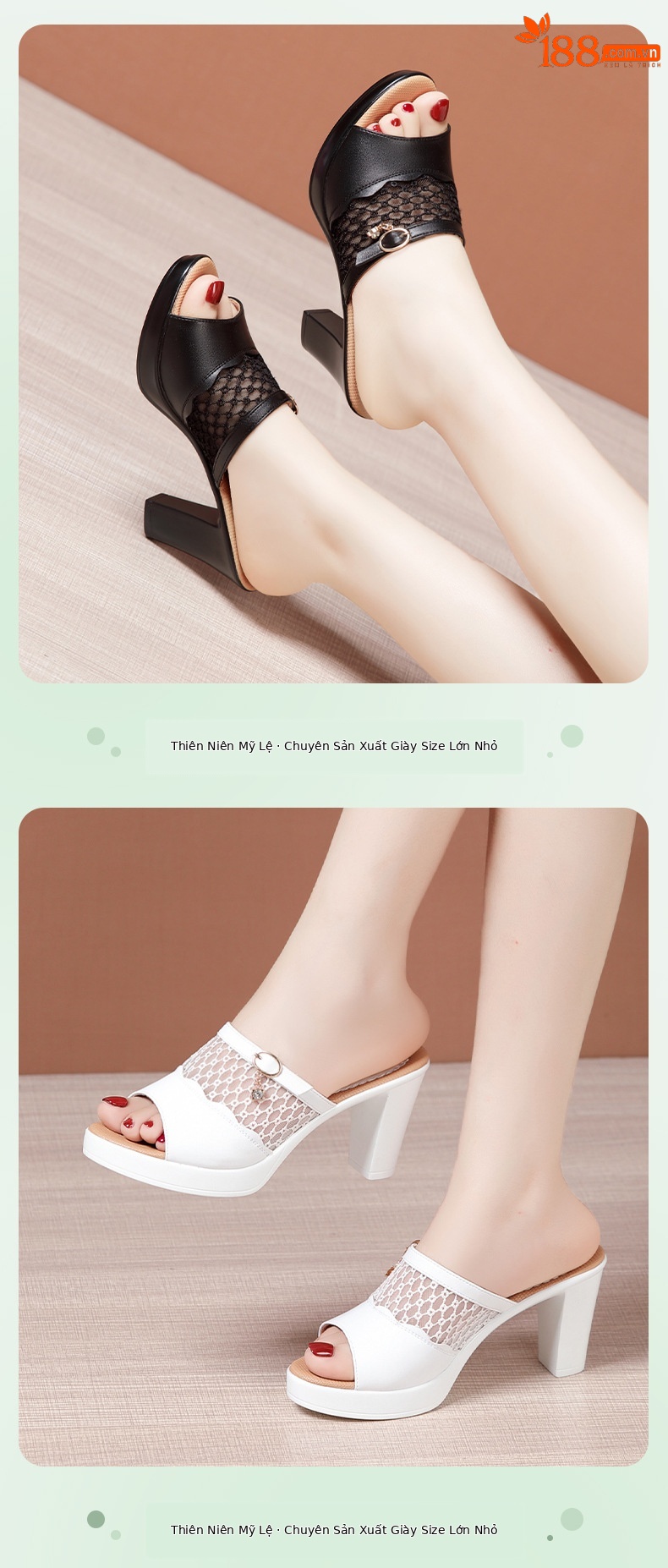 Dép sandal nữ quai chữ V đế xuồng gót trung bình lưới rỗng mềm mại — Đen 10CM, Trắng 10CM, Màu trắng 8CM, Đen 8CM chi tiết 6