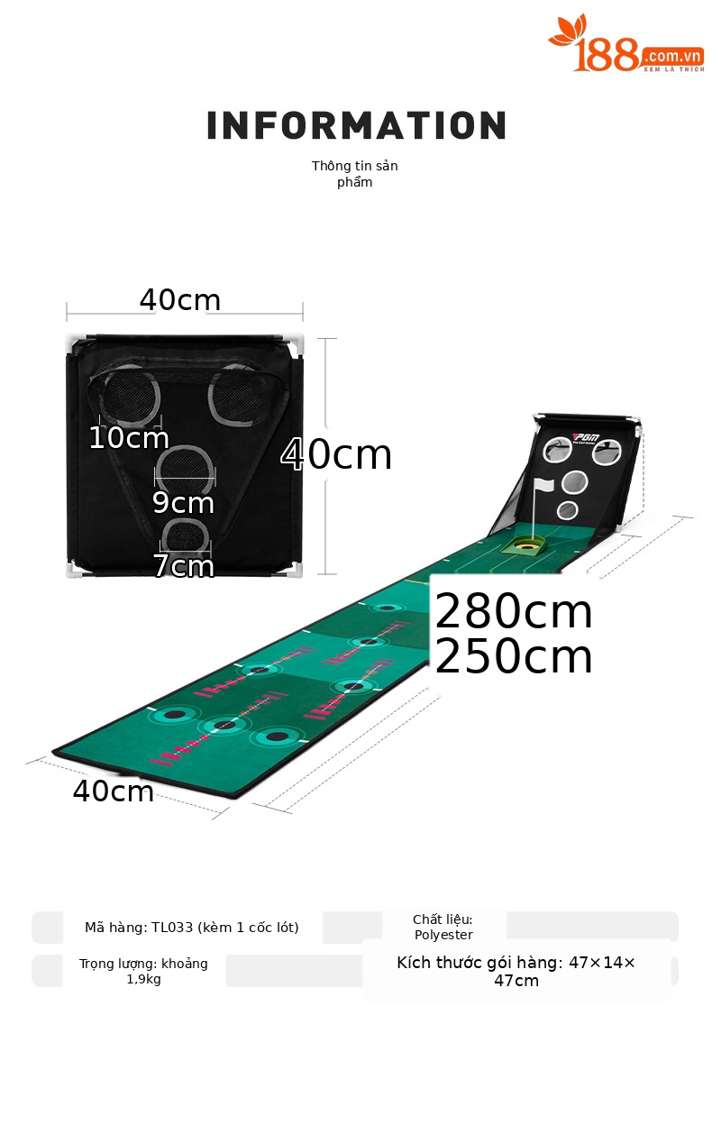 Bộ dụng cụ tập golf đa năng có lưới chắn và thảm tập putt — TL033 [0,4*2,5 mét] thảm nhung pha lê, TL033 [0,66*3 m] Thực hành thanh cắt, TL033 [0,45*2,5 mét] Thực hành cắt thanh (có cỏ dây trắng), TL036 cắt và đẩy tích hợp thực hành gỗ rắn 3 mét chi tiết 4