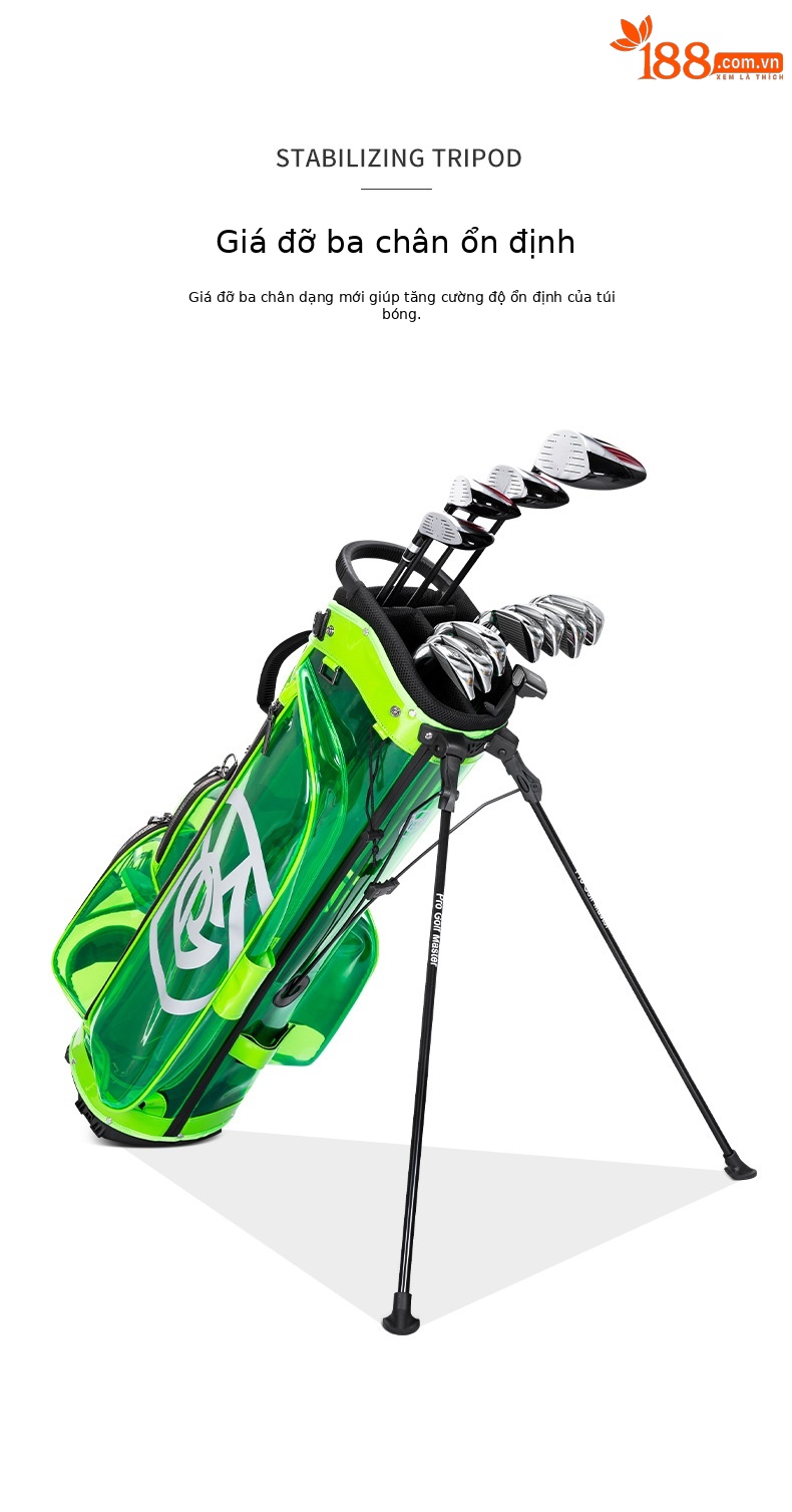 Túi đựng gậy golf PGM trong suốt chống nước, kiểu dáng Hàn Quốc, kích thước 127x31x36 cm — QB131-màu xanh lá cây, QB131-màu vàng, QB131-màu trắng chi tiết 3