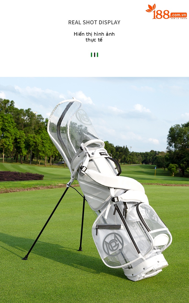 Túi đựng gậy golf PGM trong suốt chống nước, kiểu dáng Hàn Quốc, kích thước 127x31x36 cm — QB131-màu xanh lá cây, QB131-màu vàng, QB131-màu trắng chi tiết 6