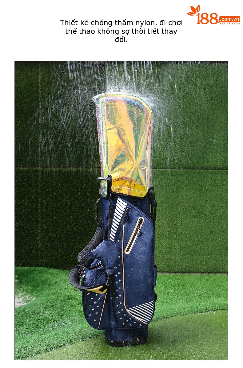 Túi đựng đồ golf nữ nhẹ da sợi nhỏ chống thấm — 401007-Trắng hồng, 401007-màu xanh navy chi tiết 2