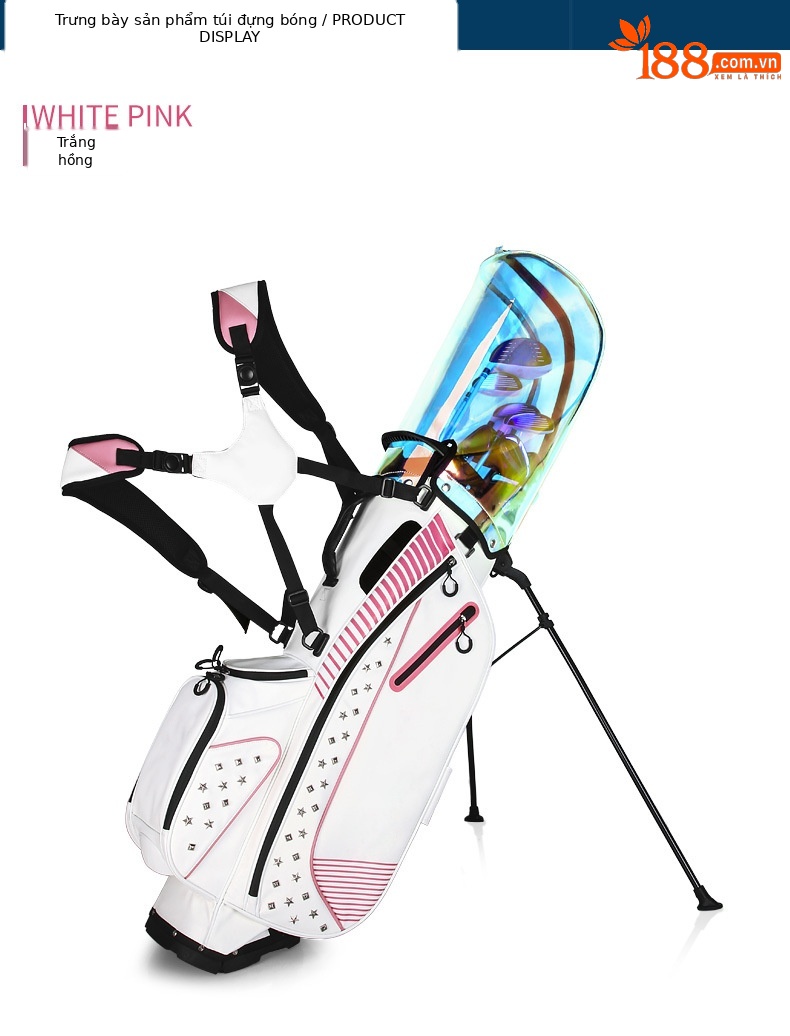 Túi đựng đồ golf nữ nhẹ da sợi nhỏ chống thấm — 401007-Trắng hồng, 401007-màu xanh navy chi tiết 5