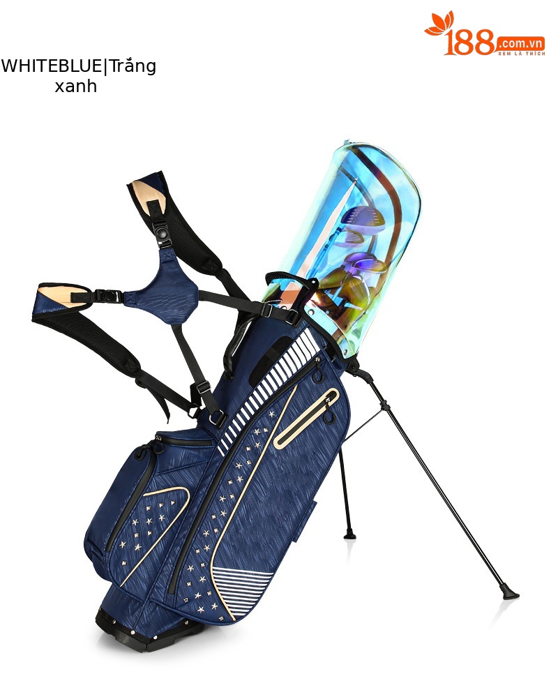 Túi đựng đồ golf nữ nhẹ da sợi nhỏ chống thấm — 401007-Trắng hồng, 401007-màu xanh navy chi tiết 7