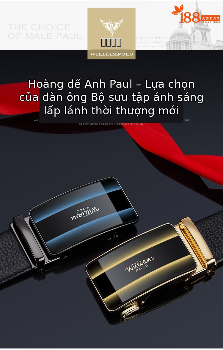 Thắt lưng da bò nam cao cấp khóa tự động Hoàng đế Paul — 120cm, 130cm, 110cm, 125cm chi tiết 1