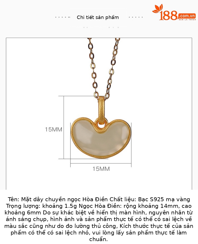 Mặt dây chuyền hạt đậu ngọc bích Hetian tự nhiên mạ vàng bạc S925 cho nữ — Kiểu Bạc (không có dây chuyền) chi tiết 3