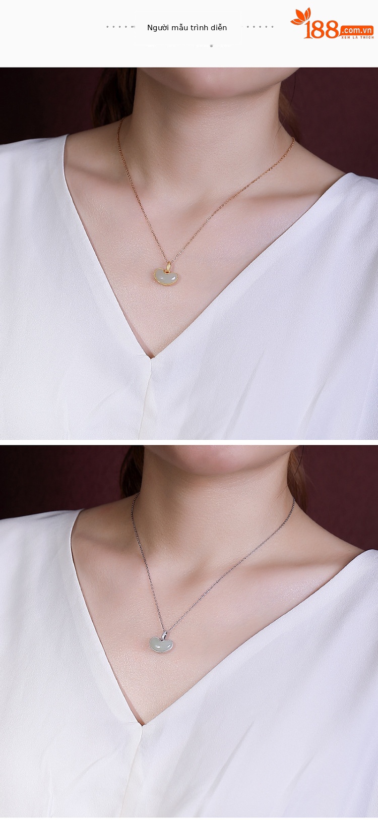 Mặt dây chuyền hạt đậu ngọc bích Hetian tự nhiên mạ vàng bạc S925 cho nữ — Kiểu Bạc (không có dây chuyền) chi tiết 6