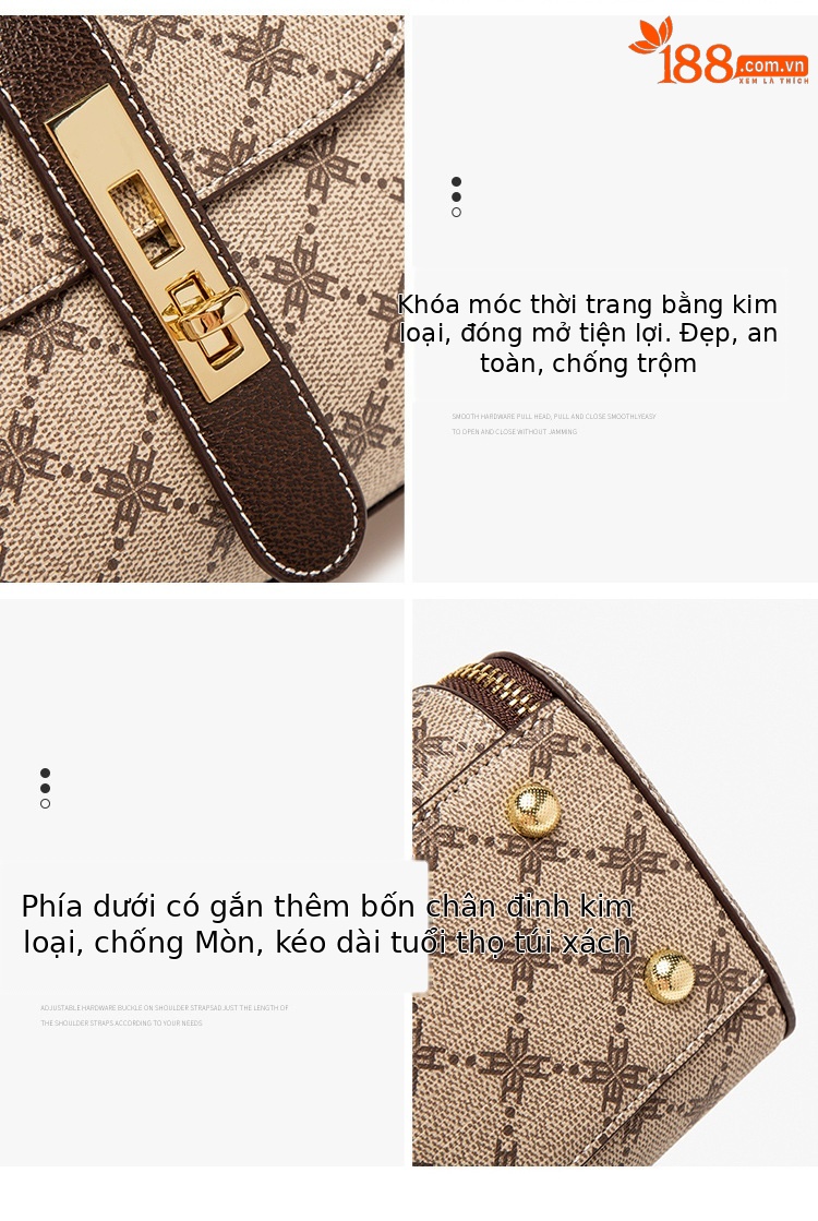 Túi bucket nữ cổ điển phong cách retro, thiết kế rút dây, xách tay đeo chéo tiện lợi — Màu cà phê chi tiết 4