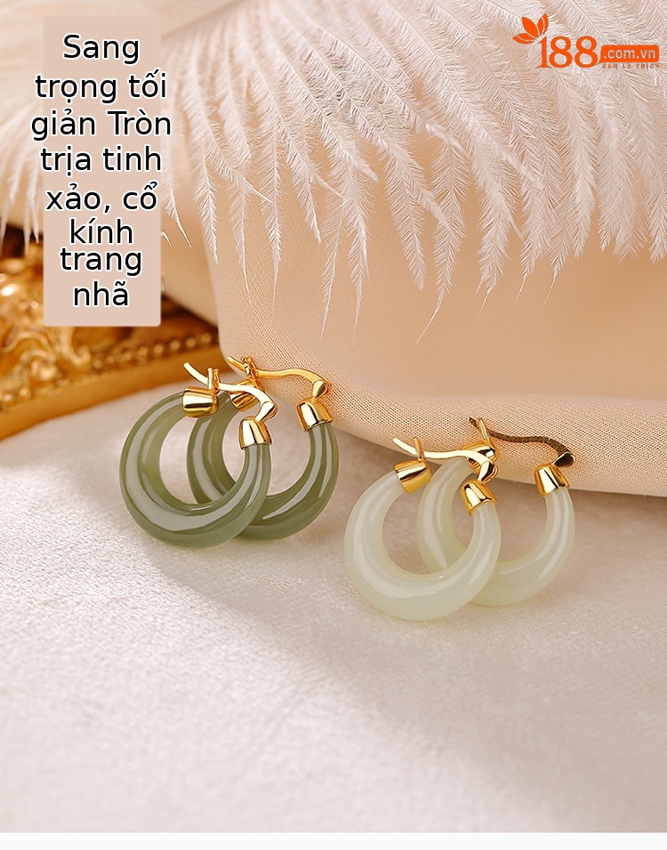 Bông tai bạc S925 mạ vàng đính đá sapphire hình mặt trăng phong cách đơn giản — Kiểu sapphire chi tiết 3
