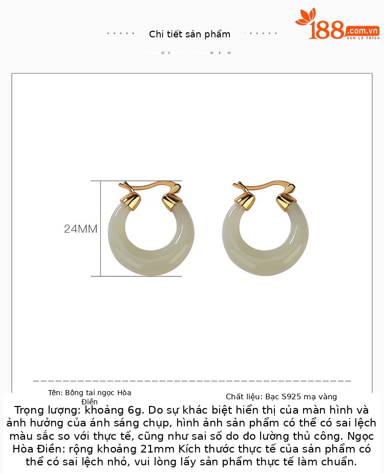 Bông tai bạc S925 mạ vàng đính đá sapphire hình mặt trăng phong cách đơn giản — Kiểu sapphire chi tiết 4