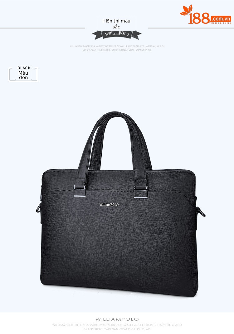 Cặp da bò công sở nam Emperor Paul đựng laptop 15-17 inch nhiều ngăn chi tiết 9