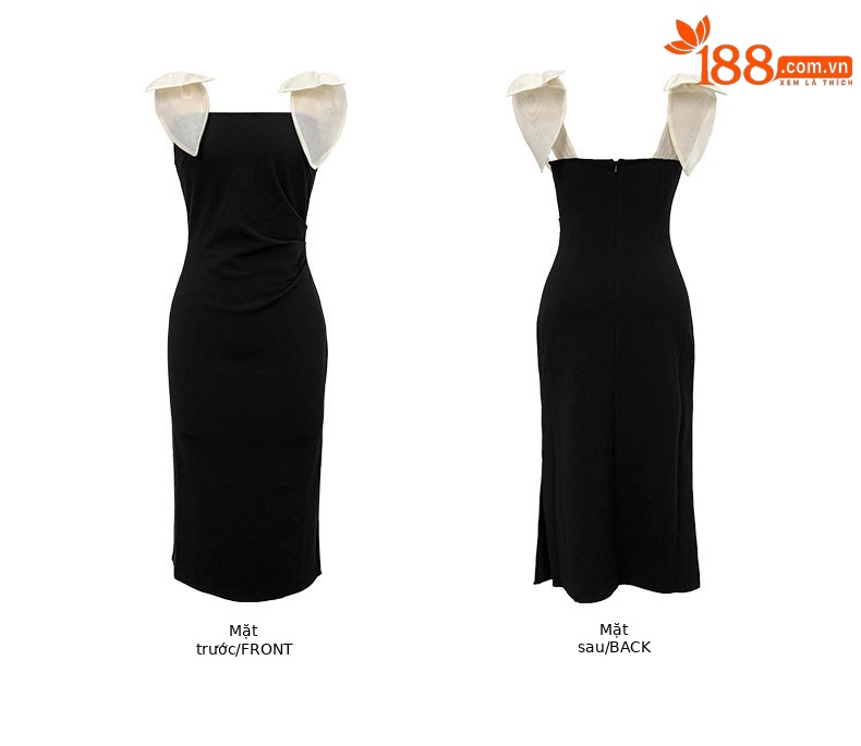 Đầm ôm body nữ dự tiệc hè cổ vuông không tay, hiệu ứng nâng mông, eo cao — [Màu đen] chi tiết 3