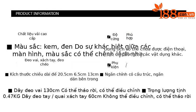 Túi đeo chéo nữ dây xích ngọc trai, túi vuông nhỏ gấp nếp, quả cầu vàng trang trí, da thật — Màu trắng be, Màu đen chi tiết 1