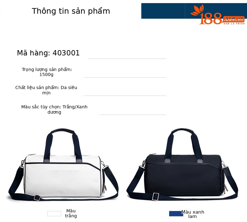 Túi đựng đồ golf nam siêu nhẹ vải nylon da, ngăn riêng giày tiện lợi — 403001-màu xanh, 403001-màu trắng, 403002-Màu đen, 403003-xanh lục đậm chi tiết 2