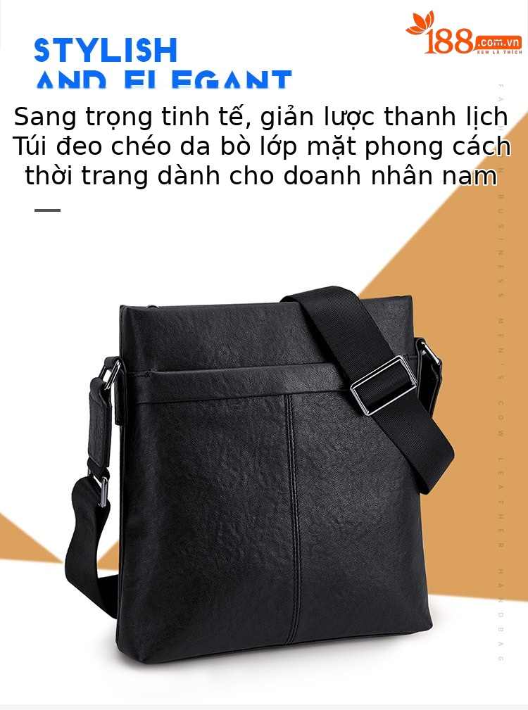 Túi đeo chéo nam da bò lớp đầu Emperor Paul kiểu cặp công sở nhỏ gọn chi tiết 1