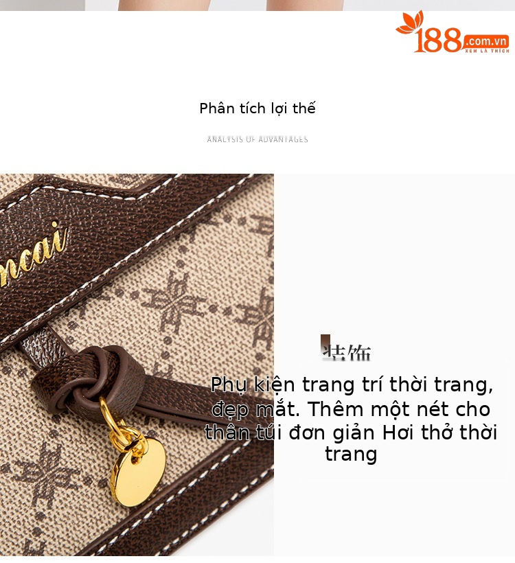 Túi đeo chéo nữ dây xích thời trang vuông nhỏ cao cấp — Màu cà phê chi tiết 4